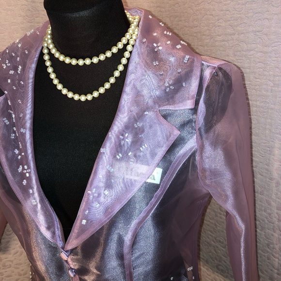 J.R.Nites By Caliendo blouse 👚 Rhinestone Buttons - Picture 3 of 7